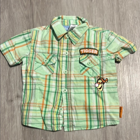 Disney Tigger Green Plaid Kids Shirt 12M - Picture 1 of 1